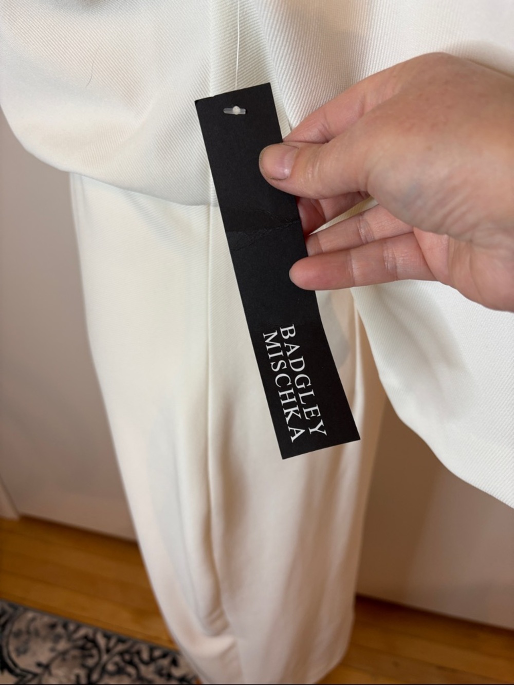 Badgley Mischka Ivory Boatneck Midi Dress - Picture 3 of 7